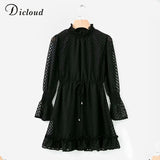 Casual turtleneck black A line mini dresses