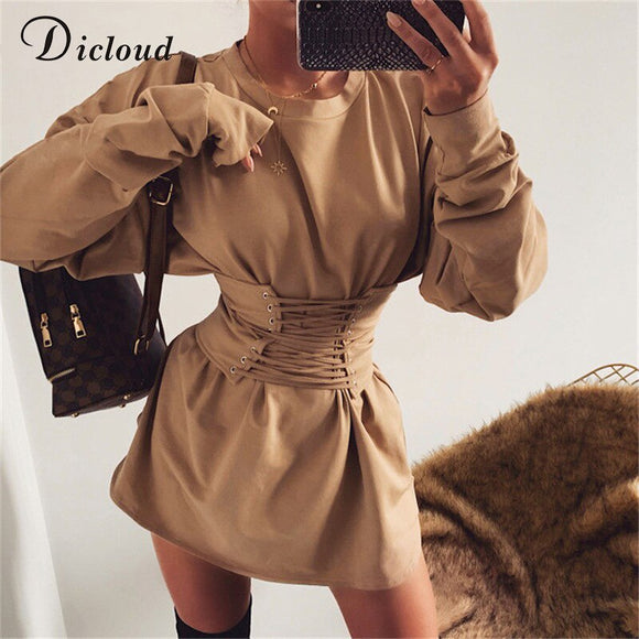 Casual O Neck Autumn Winter Solid Dress