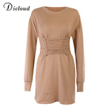 Casual O Neck Autumn Winter Solid Dress