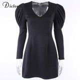 Elegant Black Women A Line Dresses V Neck